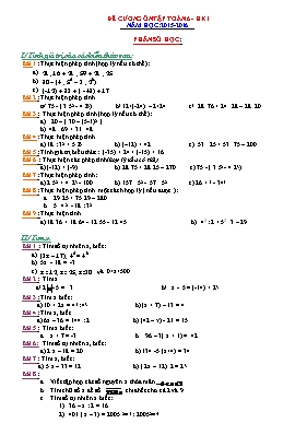 Đề cương ôn tập Toán 6 - Học kì 1